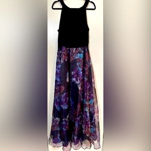 S.L. Fashions Women's Maxi Chiffon Print Skirt Dress- Size 16